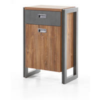 KOMMODE Eiche Stirling, Matera grau, Anrichte 55 x 81 cm - Eichefarben/Grau, Holzwerkstoff/Metall (55/81/33cm)