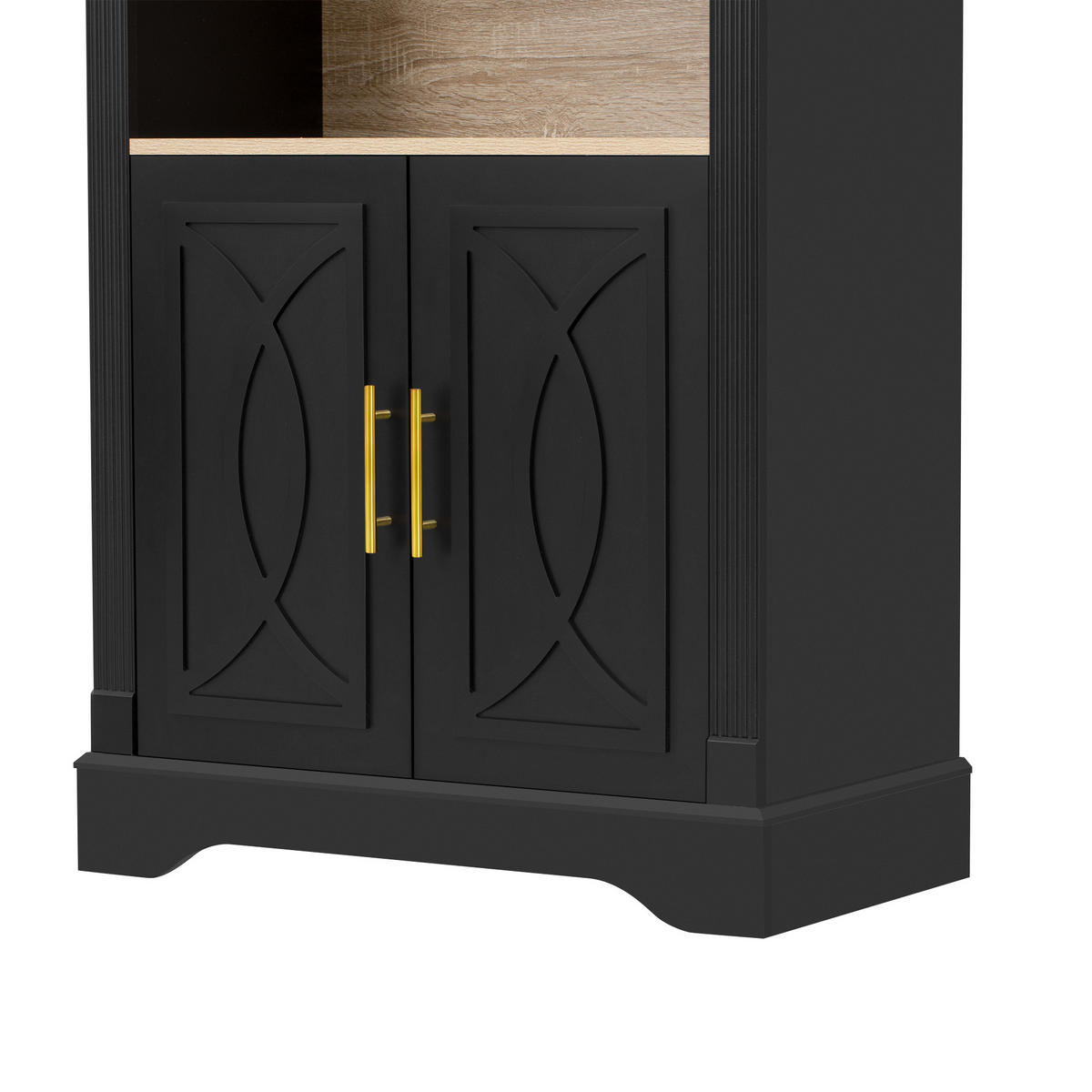 HIGHBOARD Schwarz 76,2×40×180 cm mit LED-eleuchtung und verstellbaren aus Holzwerkstoff - Schwarz, Holzwerkstoff (76.2/180/40cm)