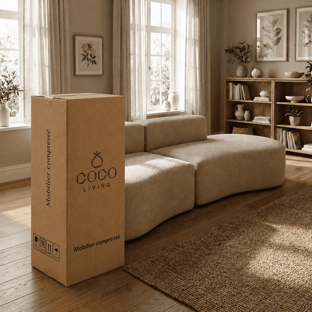 SOFA Lounge Sand 2-Sitzer - Beige, Textil (240/75/102cm) - COCO Living