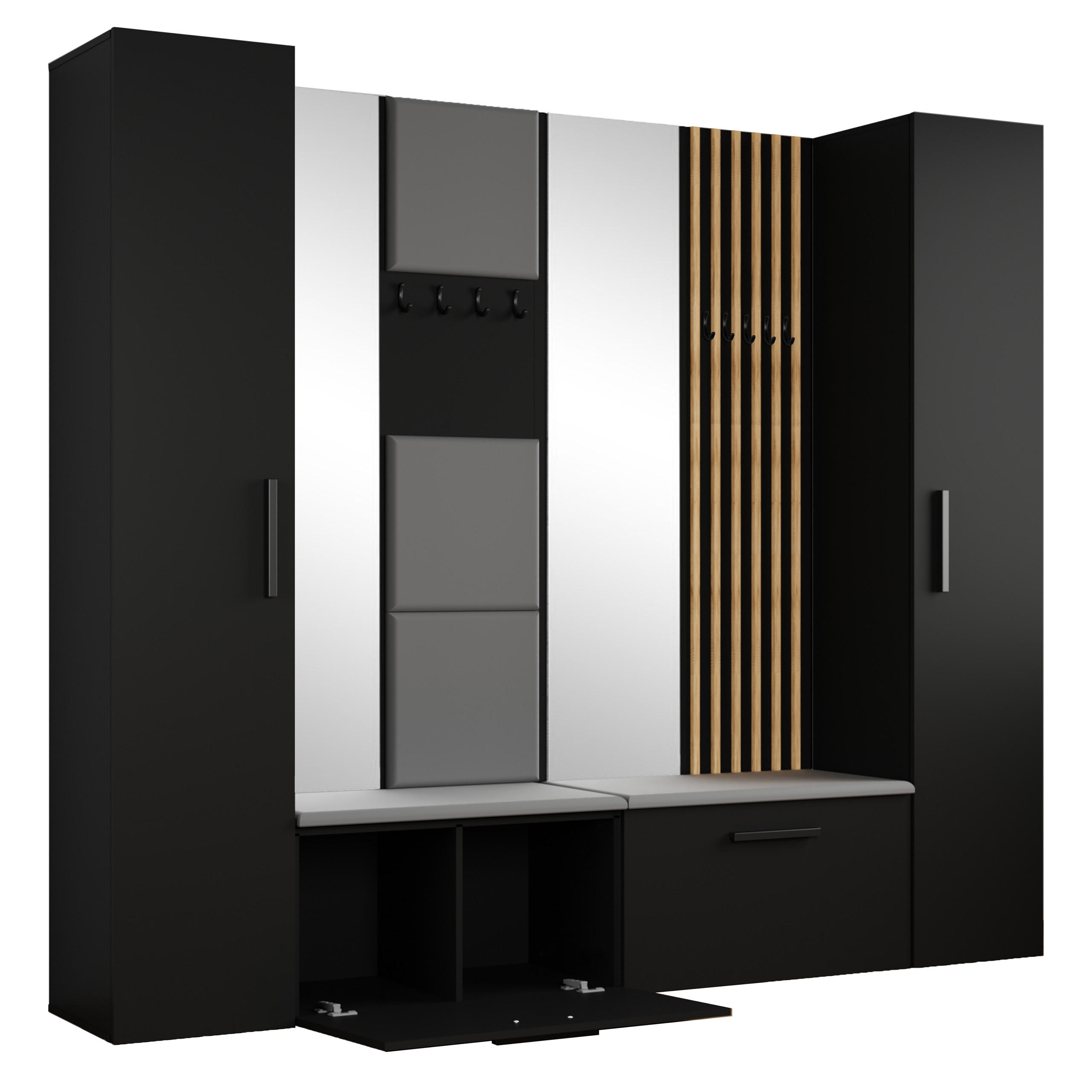 Masseno Garderobenschrank Schwarz 241.2x204x40 cm