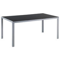 GARTENTISCH Glas schwarz 160/90 cm Catania - Schwarz, Metall (160/91/71cm) - Beliani