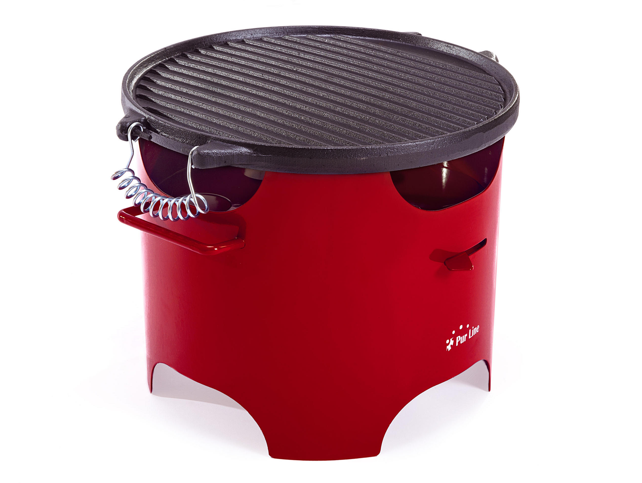 BIOETHANOL-GRILL Rot inklusive 0.5 L-Tank mit Gusseisen-Plancha - Rot, Metall (32/26/32cm) - Purline