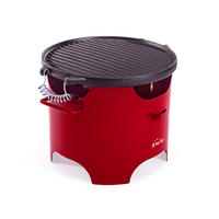 BIOETHANOL-GRILL Rot inklusive 0.5 L-Tank mit Gusseisen-Plancha - Rot, Metall (32/26/32cm) - Purline