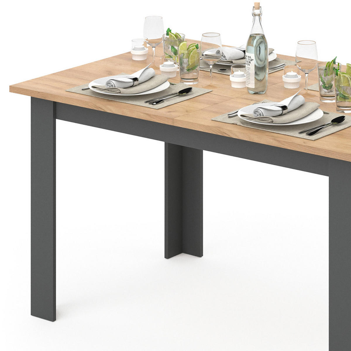 ESSTISCH Karlos Goldkraft Eiche 140 x 90 cm - Eiche Wotan, Holzwerkstoff (90/140/76cm) - Vicco