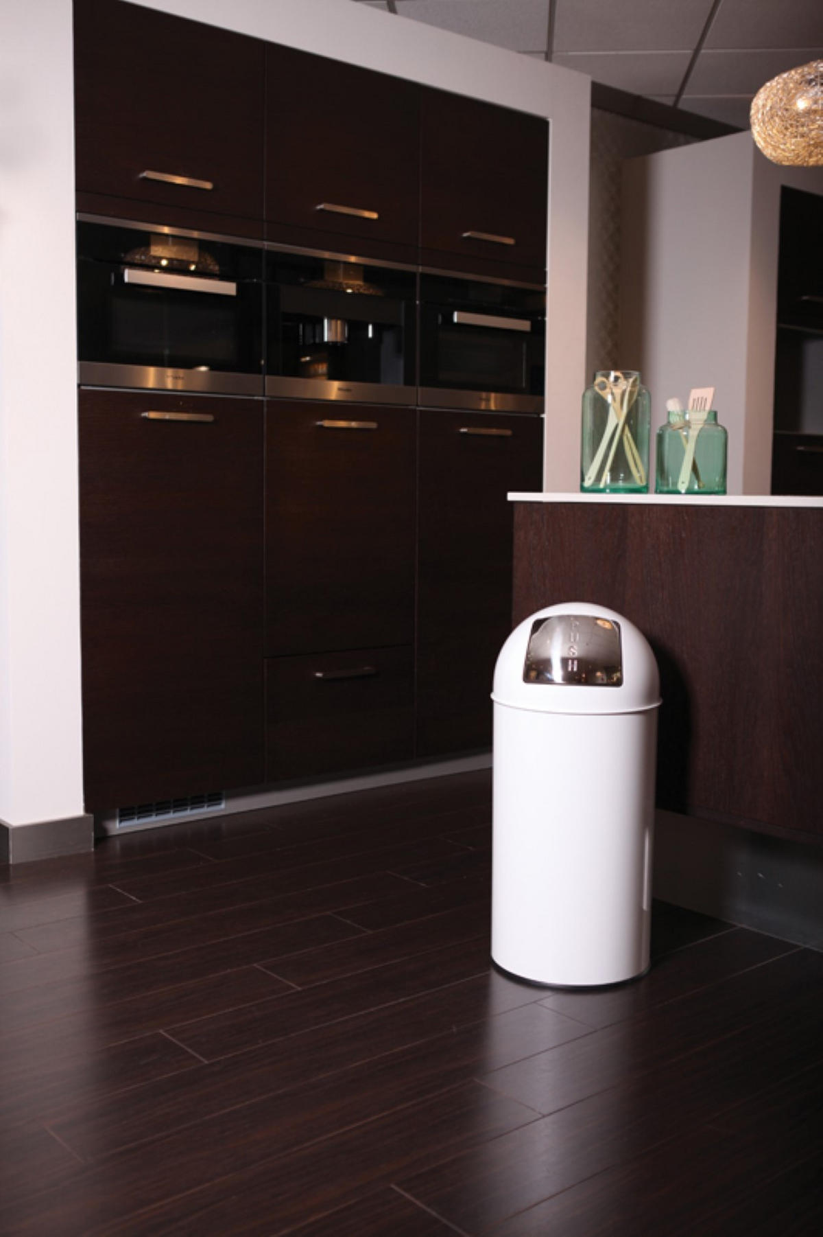 MÜLLEIMER Mit Pushdeckel & Inneneimer Aus Metall 40 Liter 74 x 34 x 34 cm Weiß - Weiß, Metall (34/74/34cm) - PROREGAL