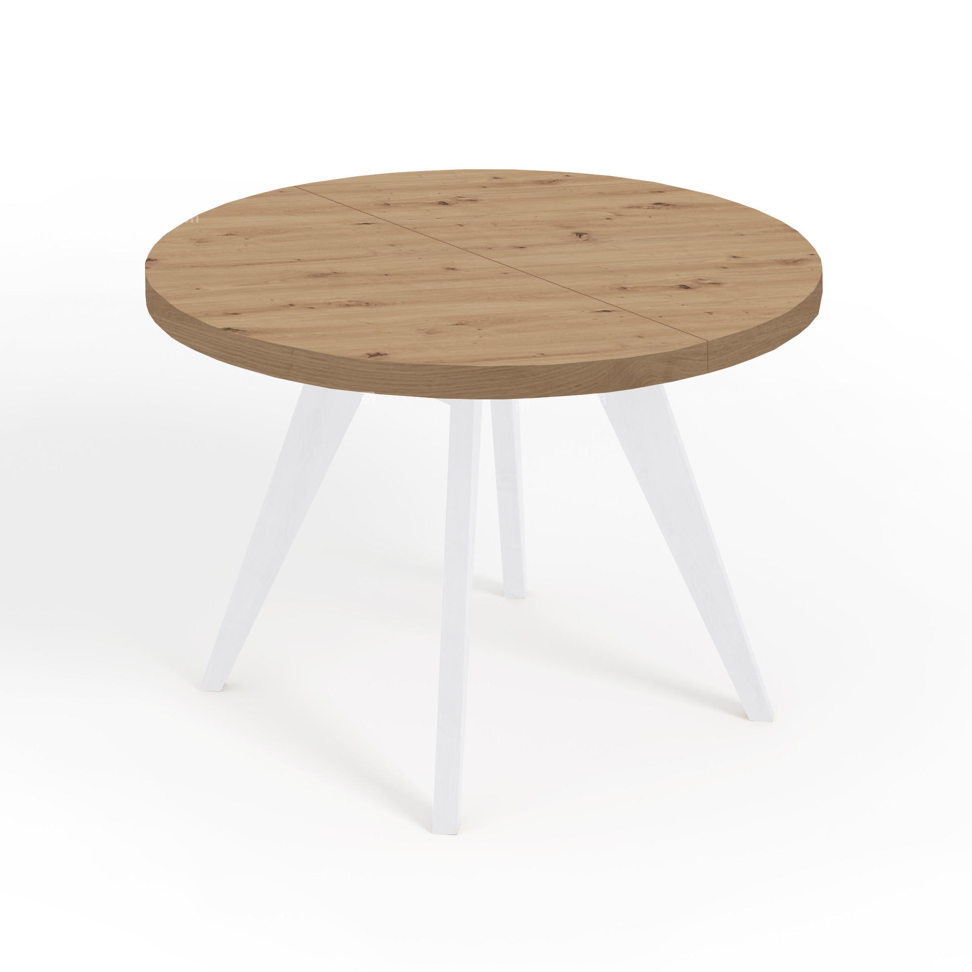 ESSTISCH LORA, Durchmesser: 100 / 200 cm Eiche Artisan / Weiß - Eiche Artisan/Weiß, Holz (100/200/76cm) - Dekori_Interiors