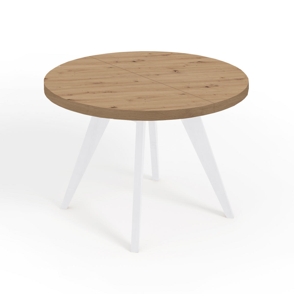 ESSTISCH LORA, Durchmesser: 100 / 200 cm Eiche Artisan / Weiß - Eiche Artisan/Weiß, Holz (100/200/76cm) - Dekori_Interiors