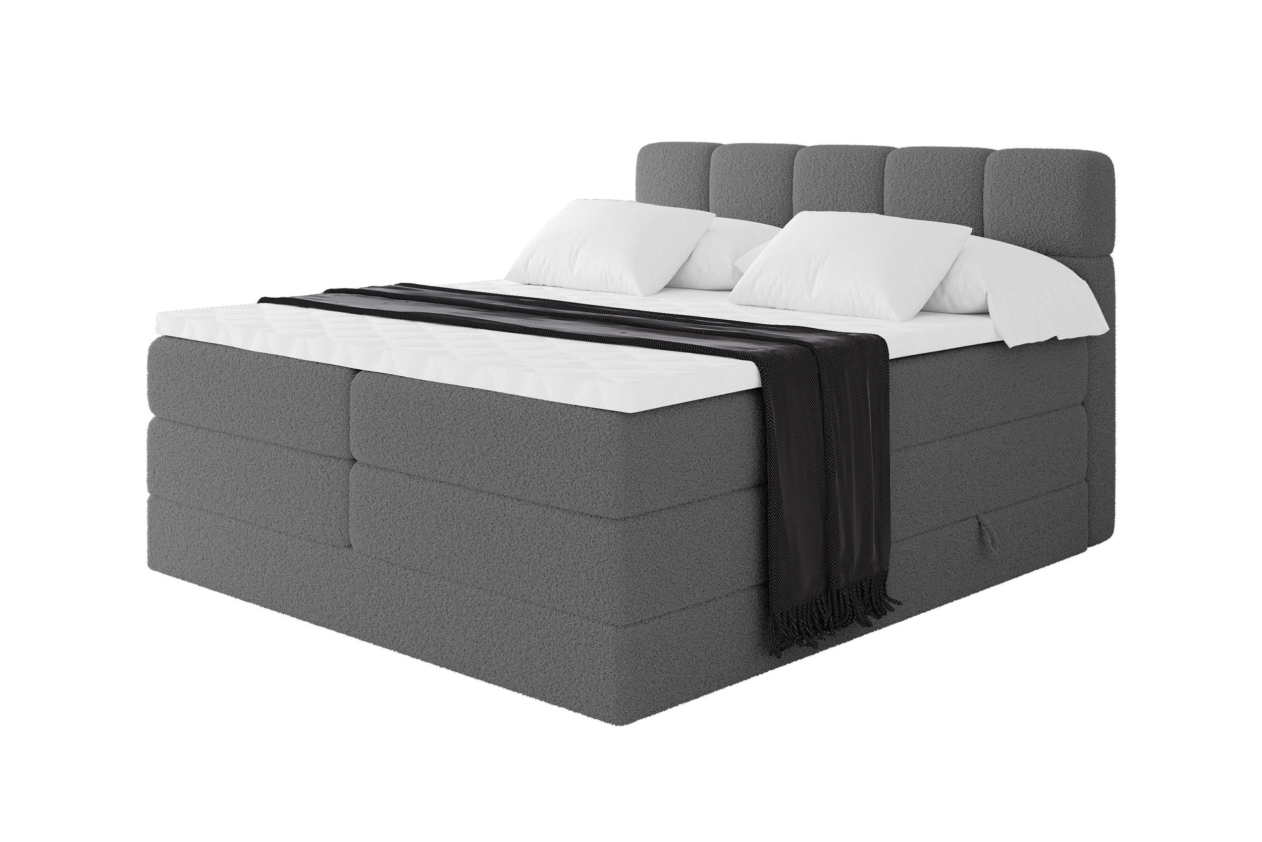 BOXBETT mit Matratze H3/H4 - FAMA KING - 180x200 cm Grau Quelle - Schieferfarben, Holzwerkstoff (180/200cm) - ALTDECOR