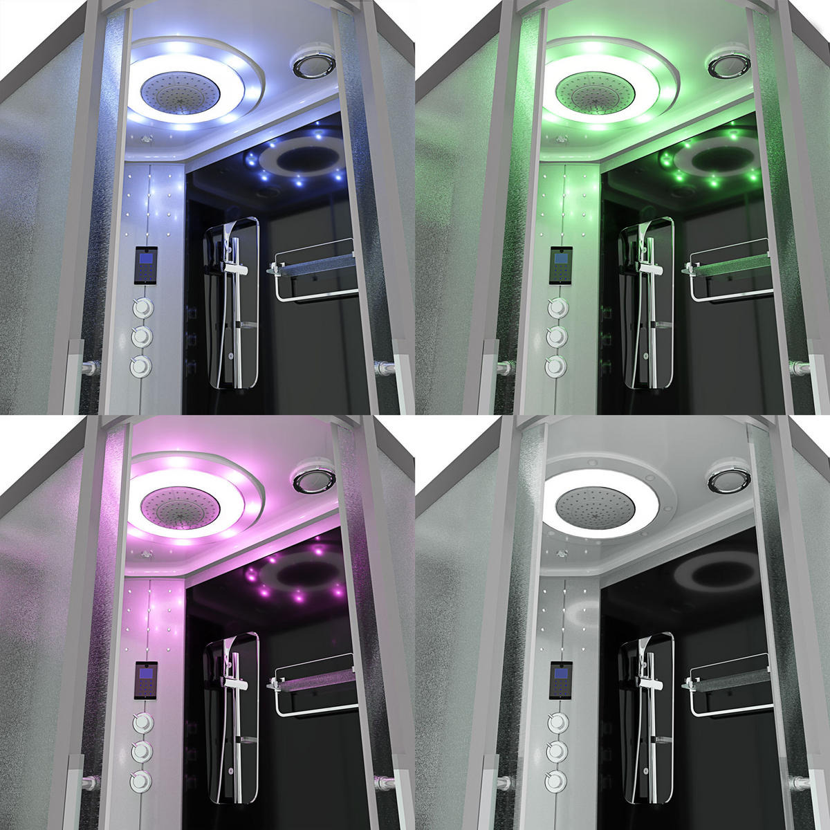 DUSCHE DampfduscheD60-73M3R-EC sw 80x120 - Schwarz, Glas/Kunststoff (80/120/215cm) - AcquaVapore by Sandra Jentho