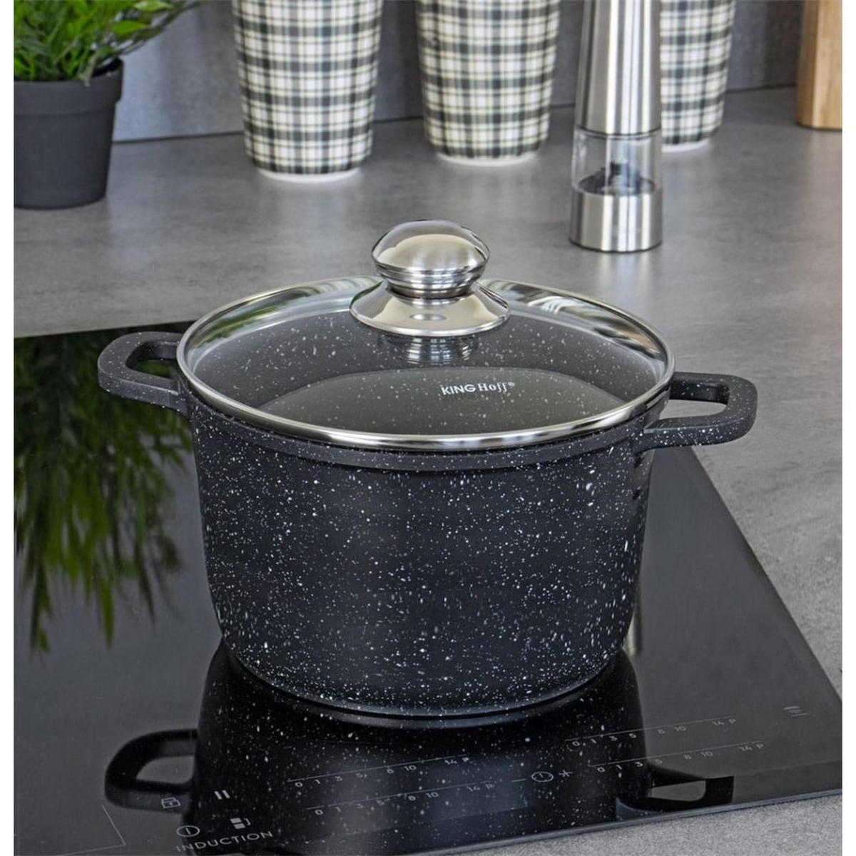 TOPF Schwarz 24/24/16.5 cm KH1598 - Schwarz, Glas (24cm) - Kinghoff 