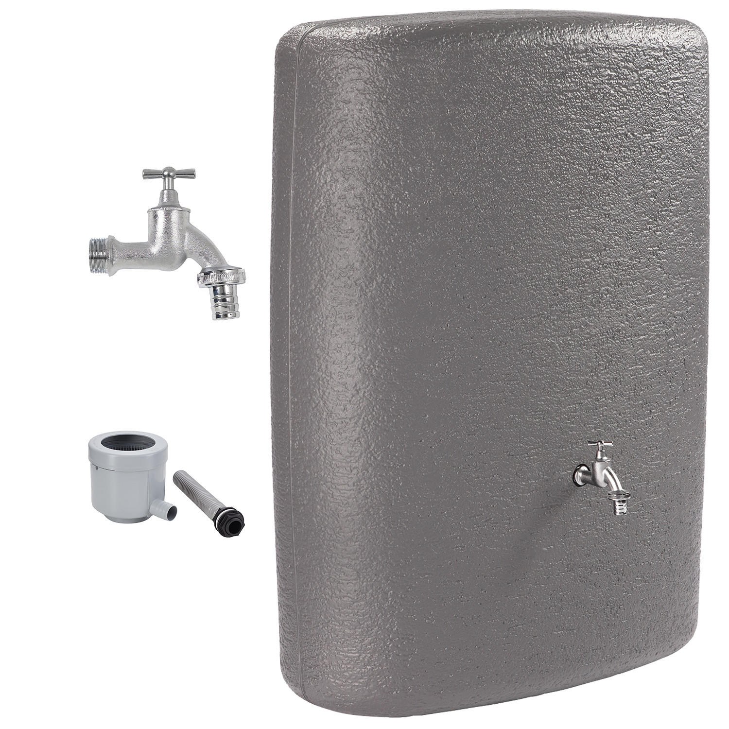 WANDTANK Komplett-Set 275 L graphite grey inkl. Chrom-Auslaufhahn und Fallrohranschluss - Grau, Kunststoff (40/105/80cm) - GARANTIA