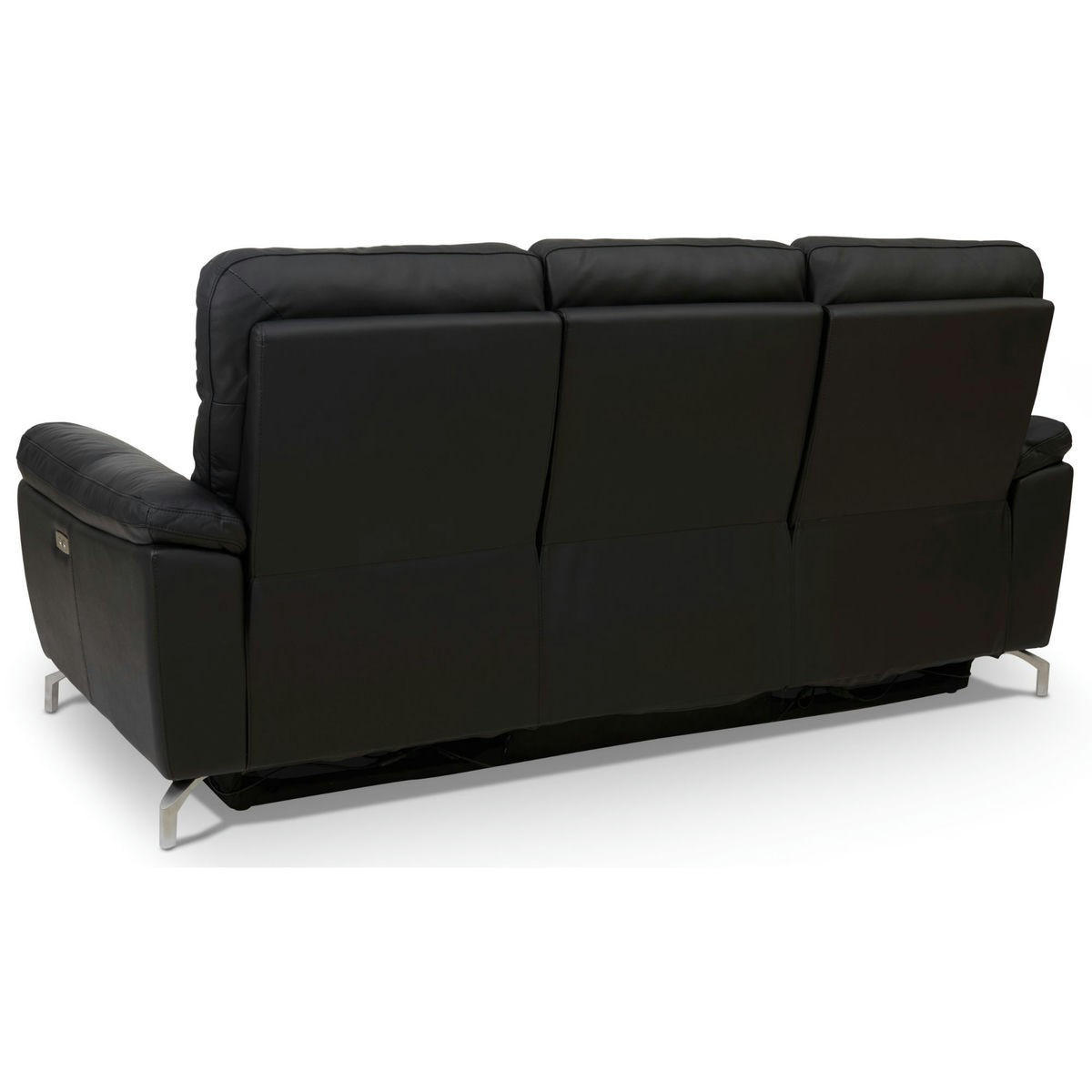 DREISITZER-SOFA Echtleder Schwarz - Schwarz, Leder/Metall (222/101/96cm) - Furnhouse