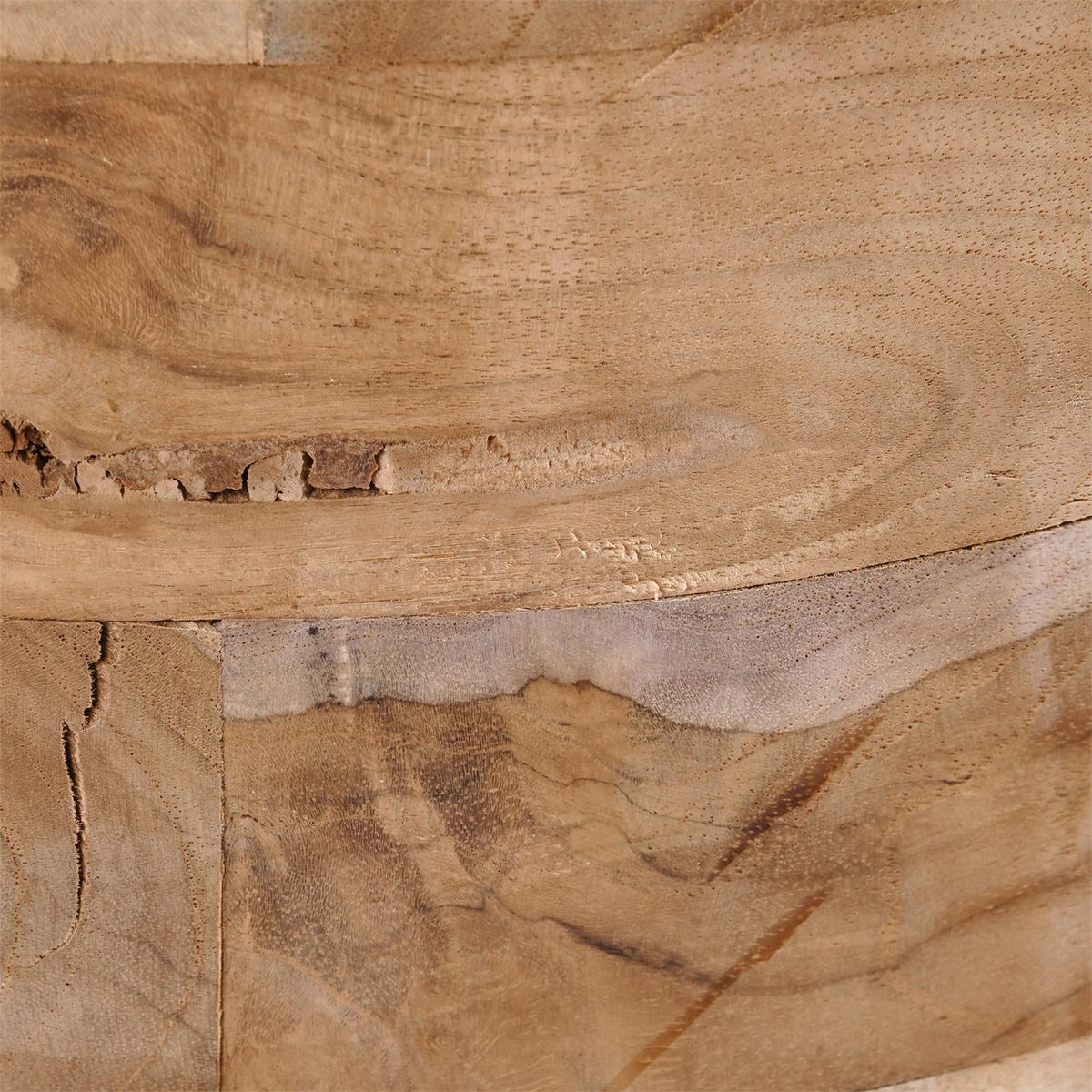 HOCKER Novi Teak Massivholz, rund naturfarben - Naturfarben, Holz (30/45/30cm) - CREEDWOOD