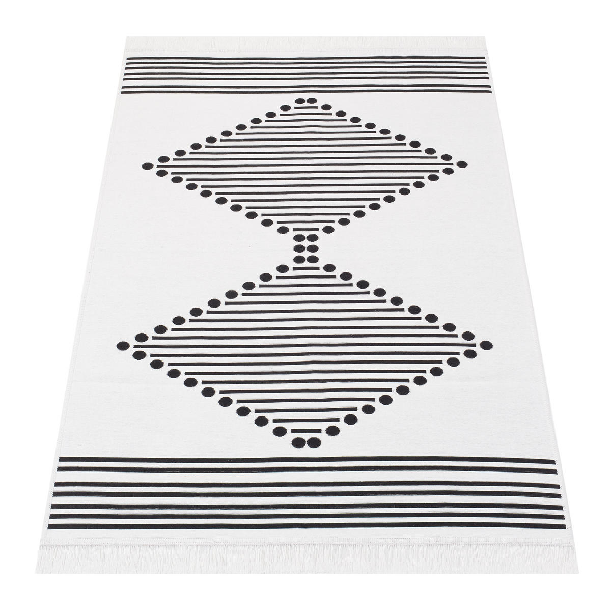 TEPPICH AZTECA Schwarz Weiß 120/170 cm - Schwarz/Weiß, Naturmaterialien (120/170cm) - Tapiso