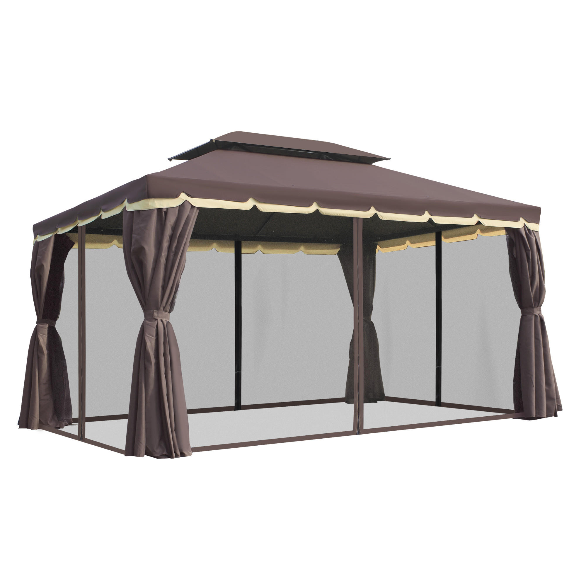 PAVILLON Alu+Polyester Kaffee+Schwarz - Dunkelbraun/Schwarz, Kunststoff/Metall (290/280/390cm) - Outsunny
