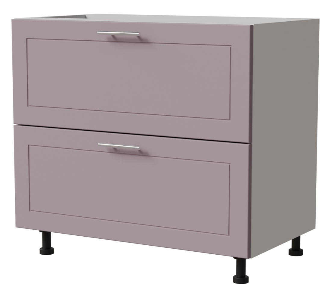 SCHUBLADENUNTERSCHRANK Bari D2/90 Weiß / RAL 4009 pastellviolett 90 / 50 / 82cm REJS Vollauszug - Violett/Weiß, Holz/Holzwerkstoff (90/82/50cm) - Feldmann-Wohnen