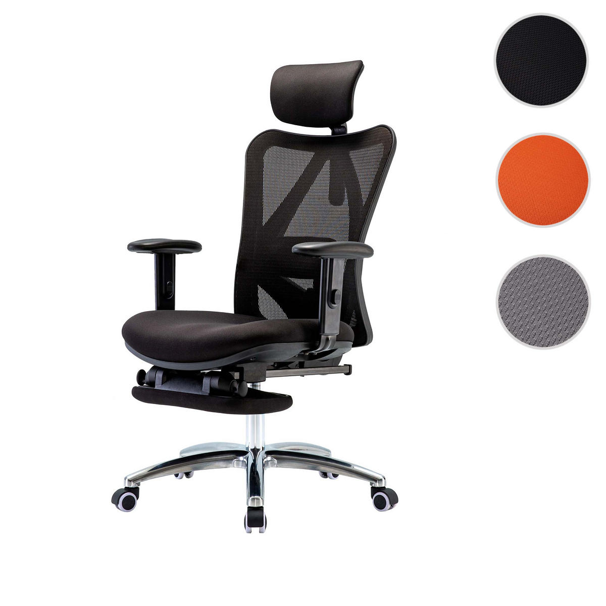 BÜROSTUHL MIT FUßSTÜTZE Schwarz - Schwarz, Textil (66/129/69cm) - SIHOO