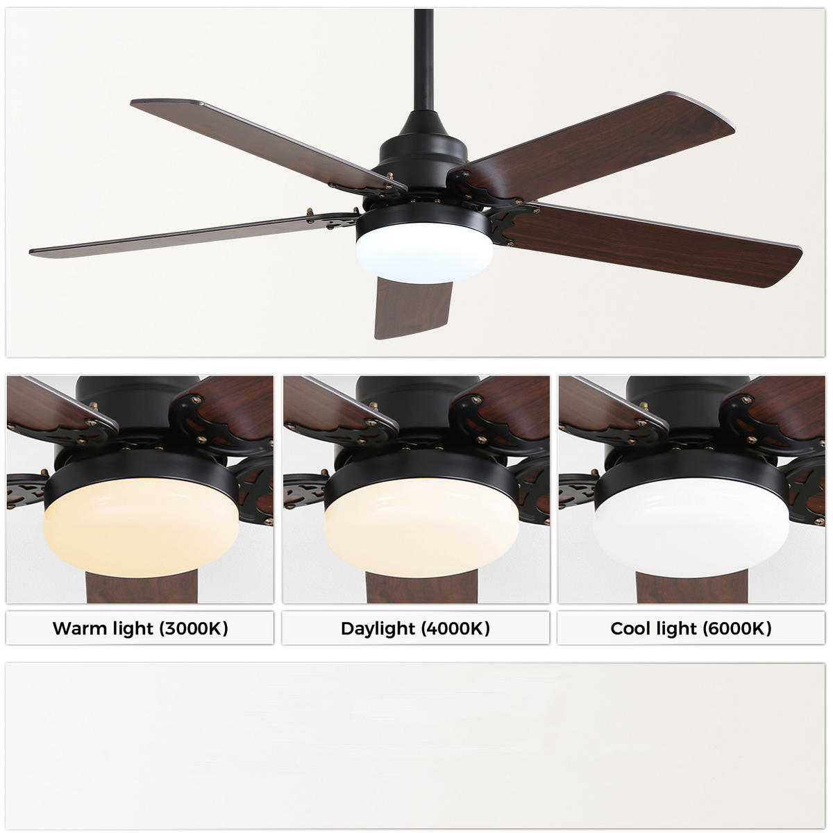 DECKENVENTILATOR DE-16192 106 cm flach mit LED & Fernbedienung - Schwarz, Holzwerkstoff (106.6/106.6/49cm) - ComfortXL
