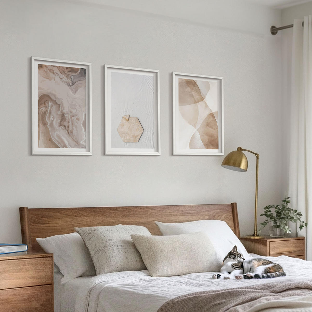 WANDBILDER 3er-Set - 40x60 cm Weißer Rahmen - Designerabstraktion der Natur - Weiß, Kunststoff (40/60cm) - ArtPrintCave