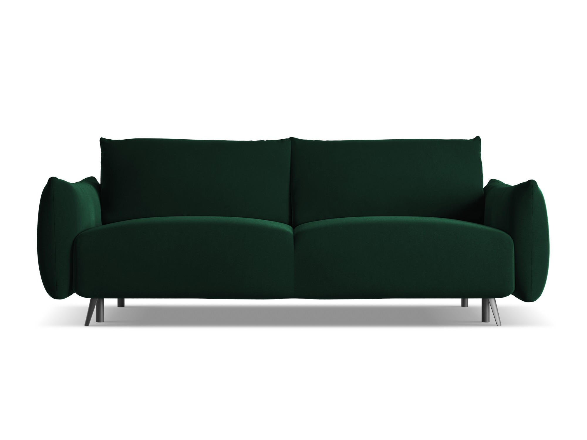 3-SITZER SOFA mit Schlaffunktion Samt Stoff Grün - Dunkelgrün/Schwarz, Textil/Metall (230/86/105cm) - Makamii