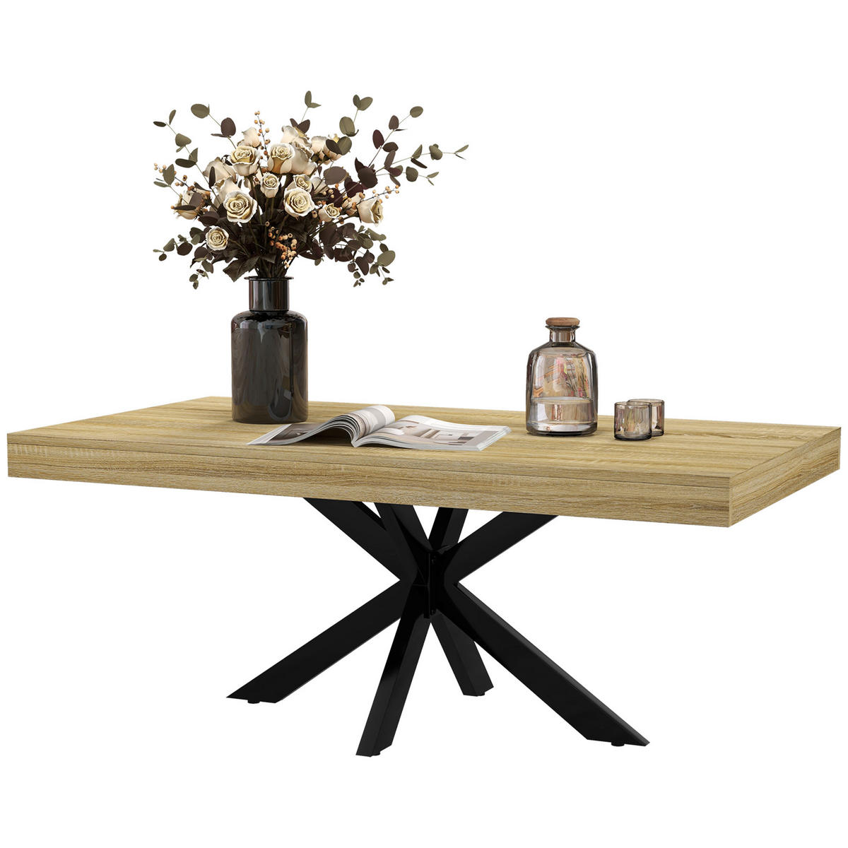 COUCHTISCH DE-15761 industrieller Stil Holzfarbe - Naturfarben, Holzwerkstoff (110/60/45cm) - ComfortXL