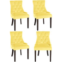 WOHNZIMMERSTUHL 4er Set Samt gelb - Gelb, Holz/Textil (55/92/58cm) - CLP