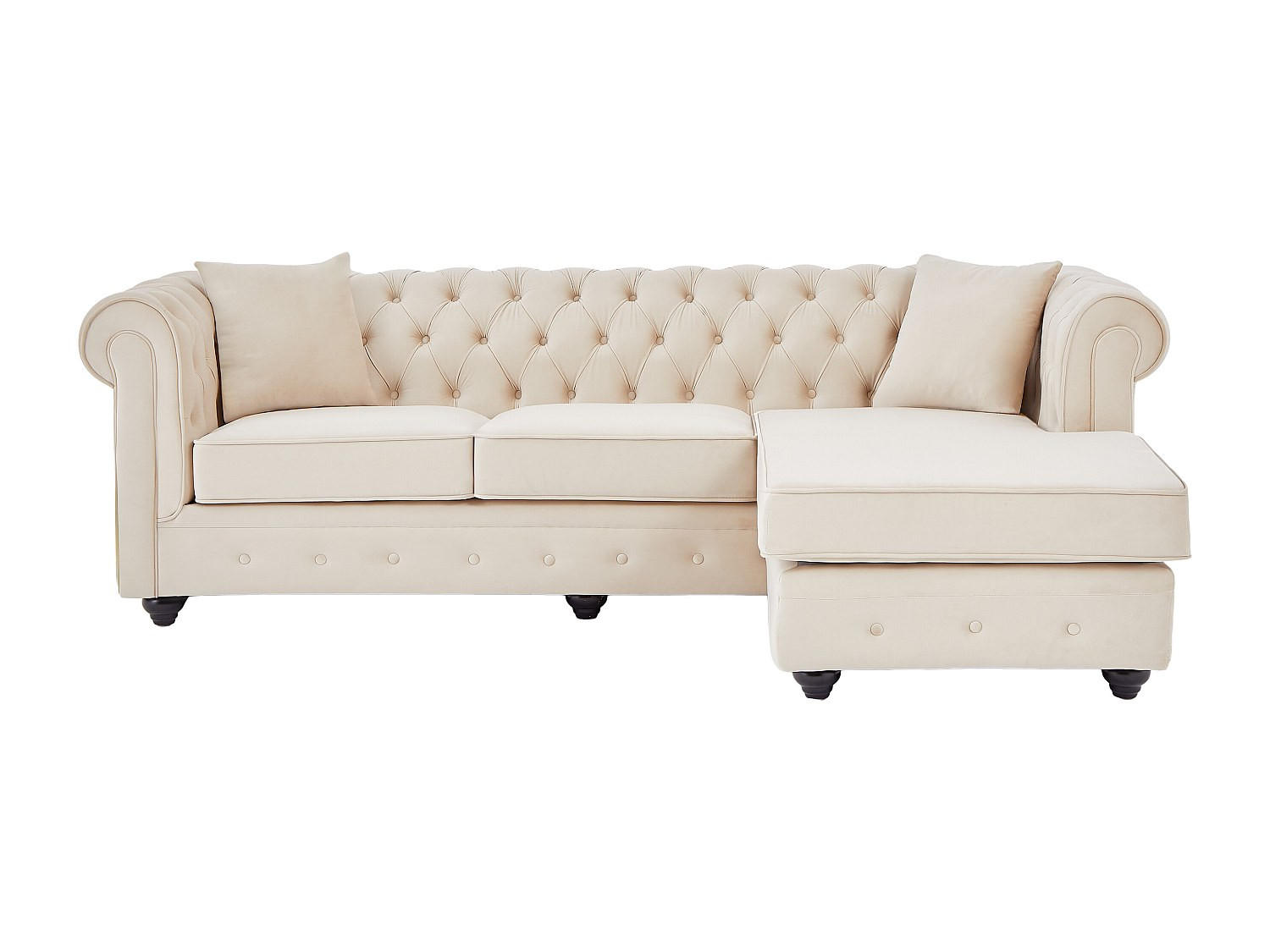 SOFA - 4 Personen - samt - beige Toledo - Beige, Holz/Textil (228/72/163cm) - Vente-Unique