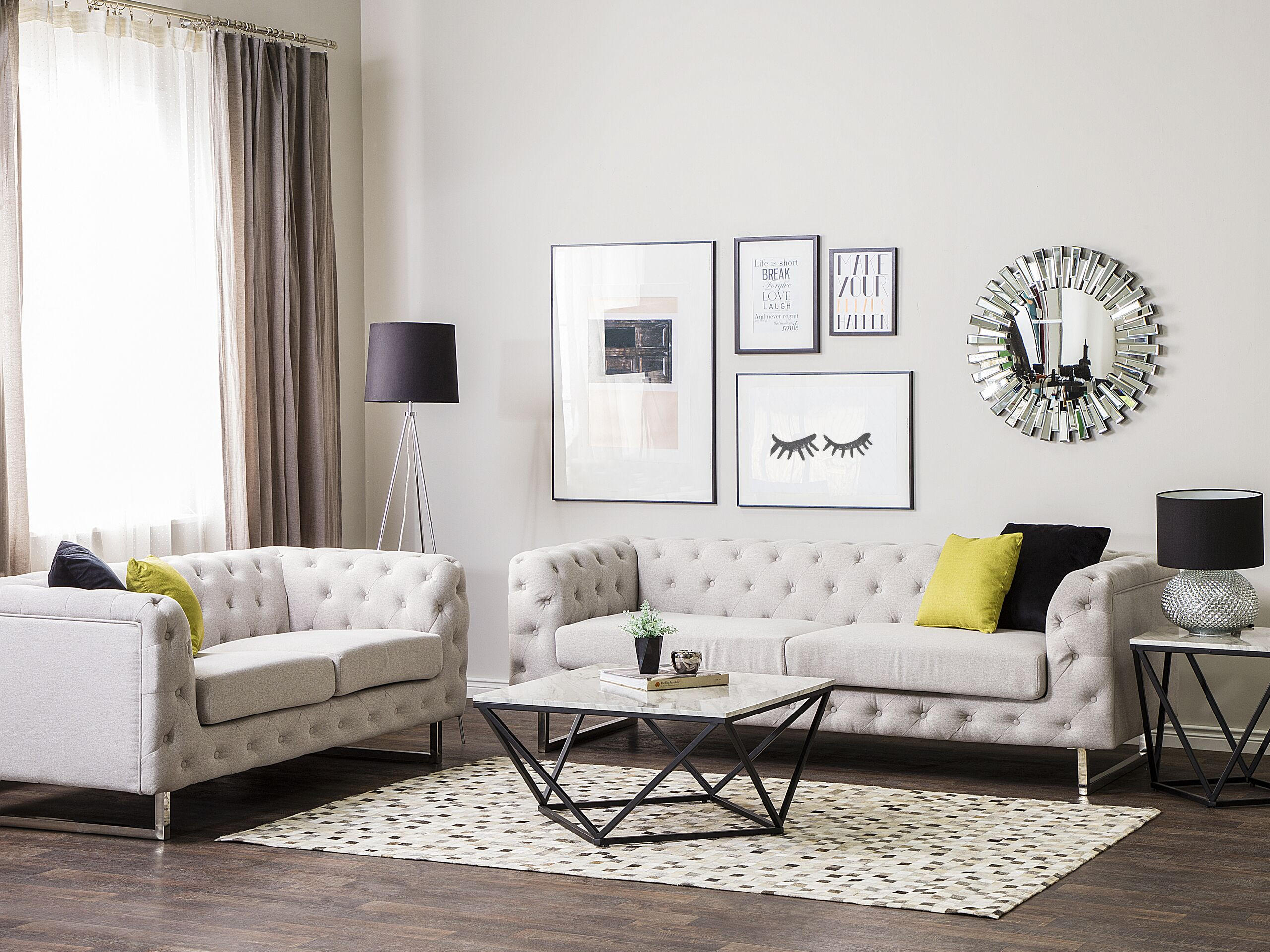 5-SITZER SOFA SET Polsterbezug Beige Vissland - Beige, Textil (215/71/87cm) - Beliani