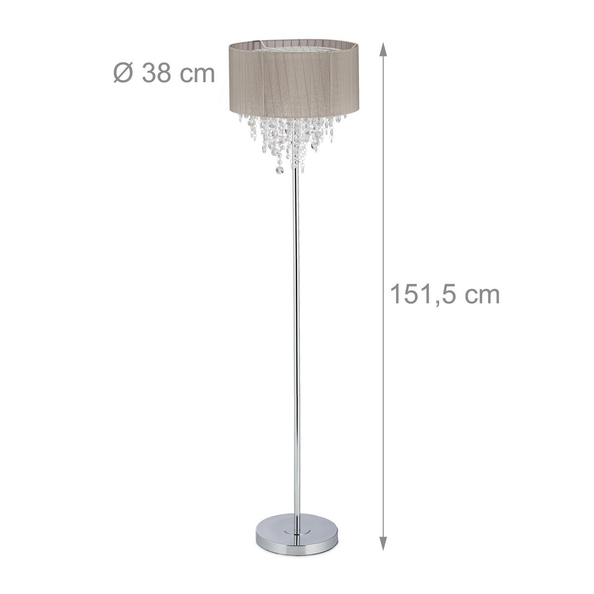 STEHLAMPE - Multicolor, Kunststoff/Textil (38/38/151.5cm) - Relaxdays