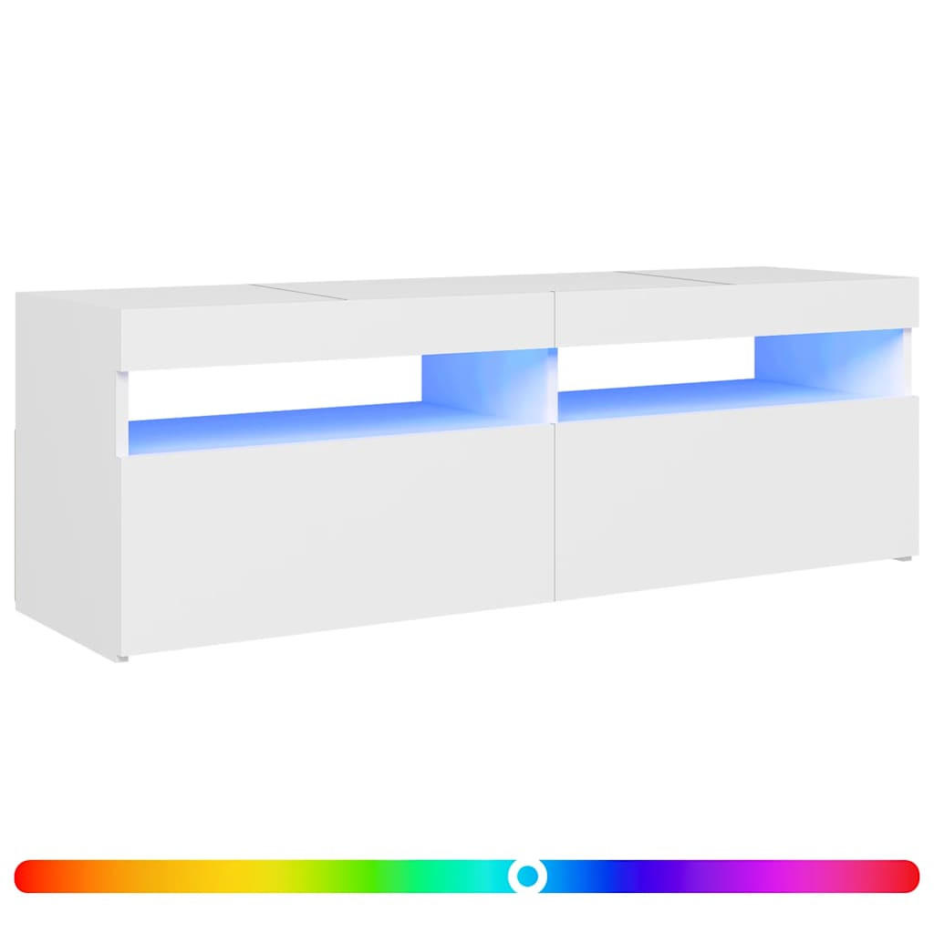 TV-SCHRANK Mit Led-Leuchten Weiss 120/35/40 Cm - Weiß, Holzwerkstoff (34/40/70cm) - vidaXL