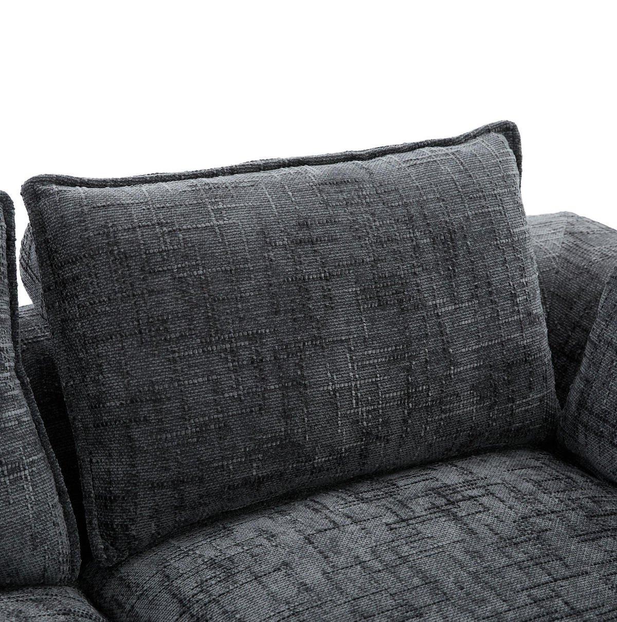 ECKSOFA 256/161/75 cm dunkelgrau aus Chenille mit Kissen und Seitentaschen - Dunkelgrau, Textil (161/256cm) - OKWISH