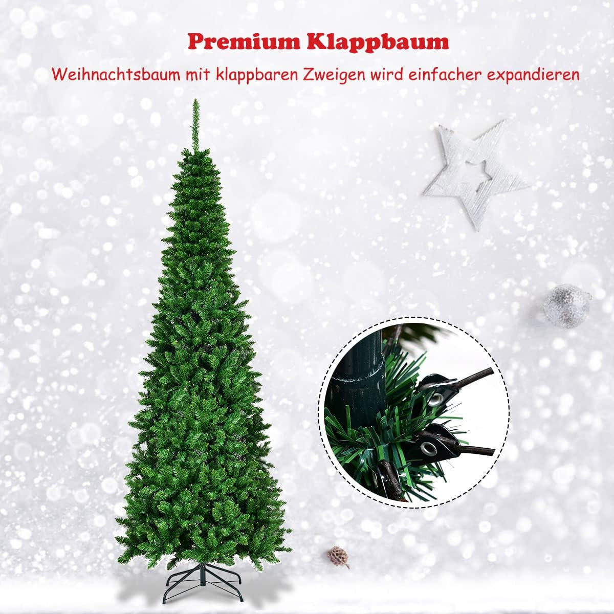 WEIHNACHTSBAUM Grün - Grün, Kunststoff (225cm) - COSTWAY