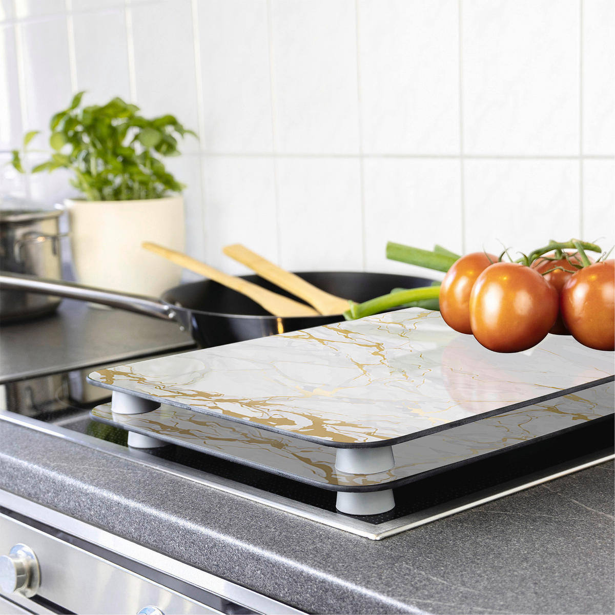 SCHUTZPLATTEN für Herd Marble 52/30 cm - Multicolor, Glas (30/52cm) - Wenko