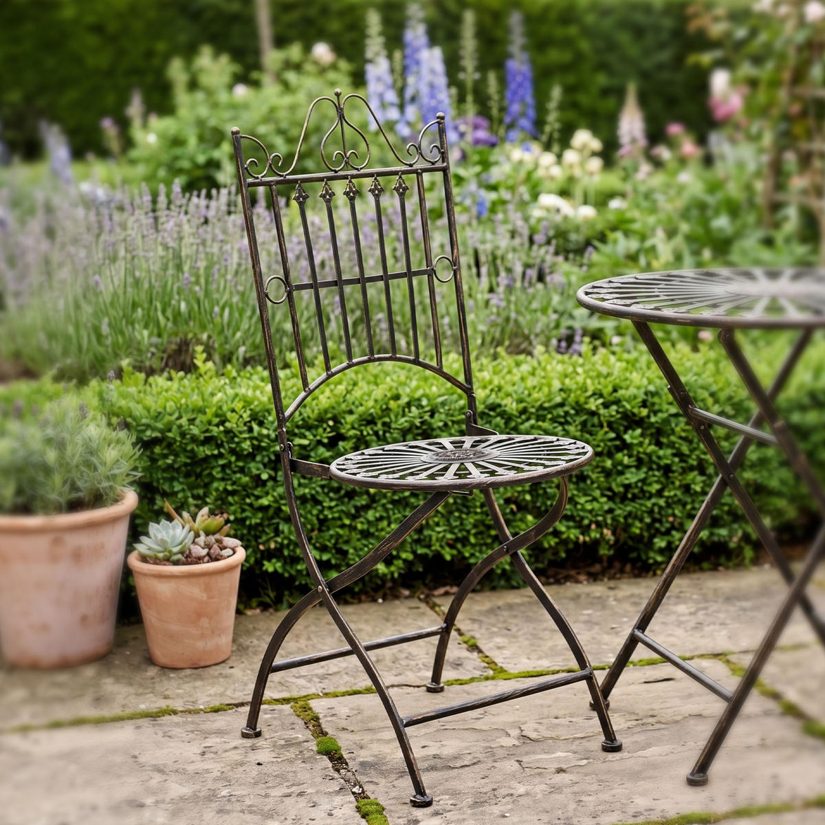 GARTENKLAPPSTUHL Metall bronze - Bronzefarben, Metall (39/94/53cm) - CLP