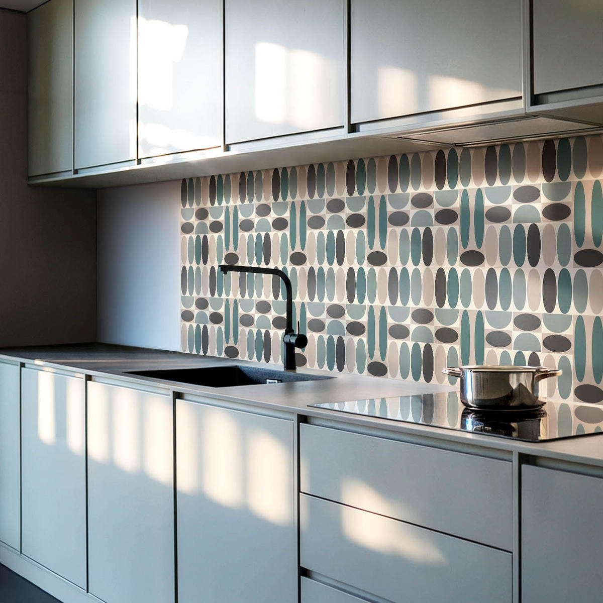 WANDPANEEL 9 Stück 30x30 cm selbstklebend Ovalis - Pastellblau, Kunststoff (30/1.6/30cm) - Wallfluent