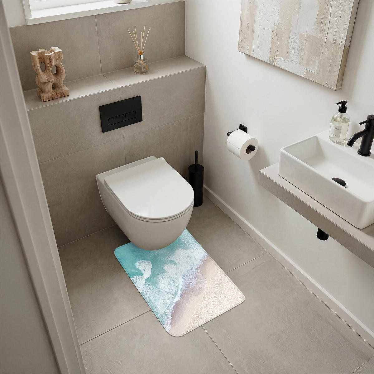 WC PŘEDLOŽKA Pláž - Moře - Příroda - Léto 40x60 cm - tyrkysová, textil/plast (40/1cm) - OnlyWow