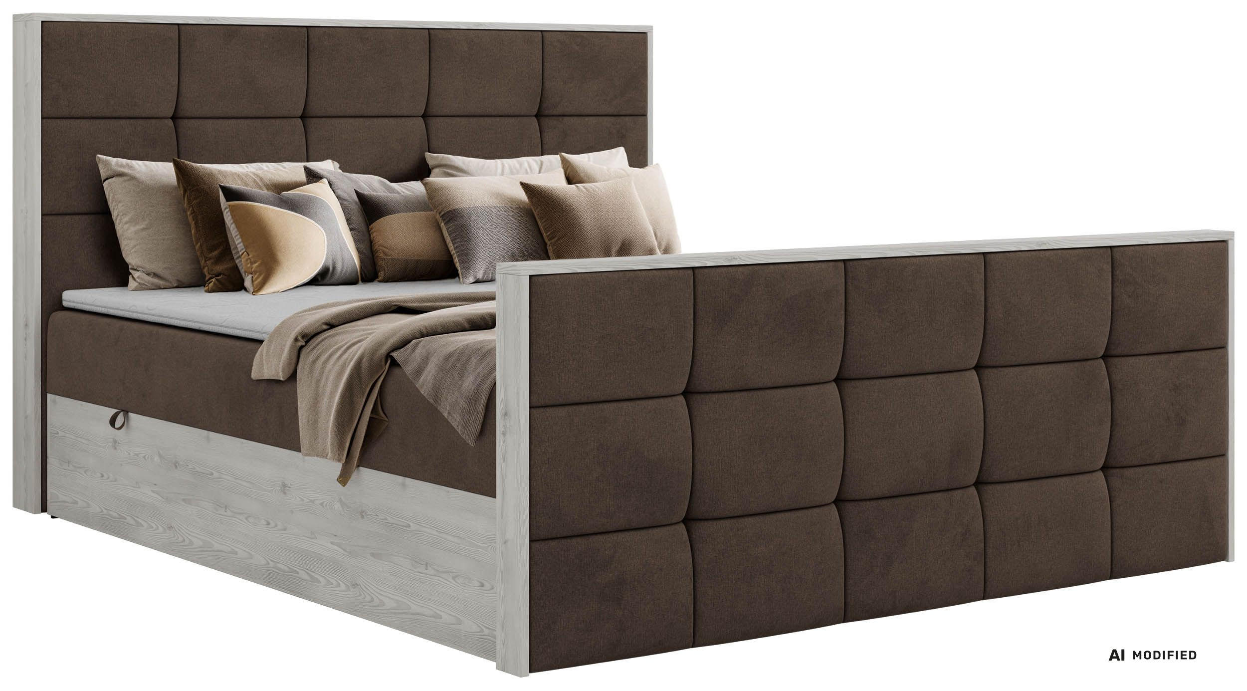 BOXBETT ALNOR DUO 140/200 - Braun Velvet - Topper T25 - H3 - Schwarz/Braun, Kunststoff/Textil (140/200cm) - MKS