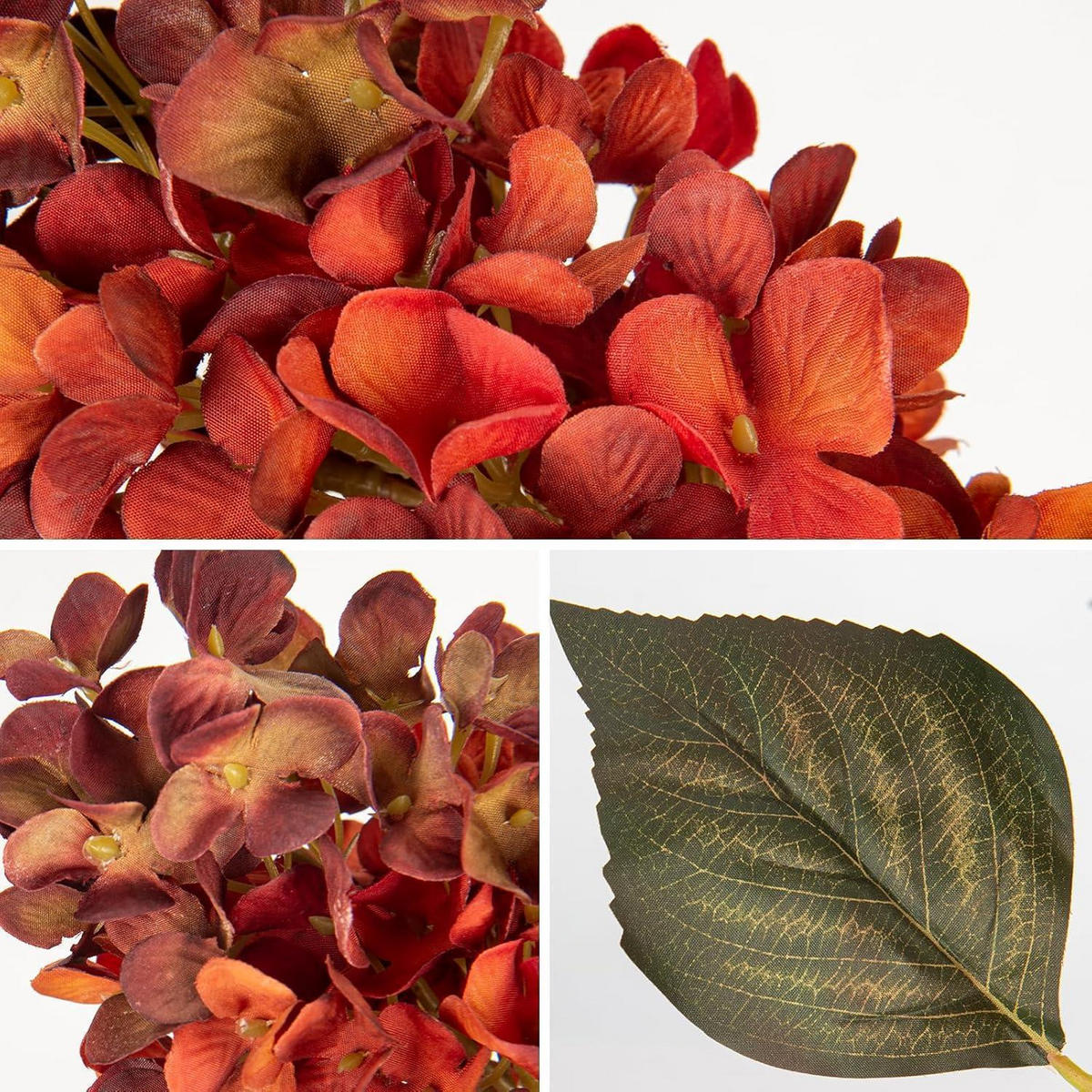 KUNSTBLUME Hortensie 3er Set Orange 73 cm - Multicolor, Textil (70cm)
