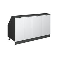 KUHINJSKI ORMAR ZA KOSINE KROVA R-Line Bijeli grebeni 140 cm Set od 2 korpusa ormara, dubina 60 cm - bijela/antracit, drvni materijal (140/83.8/60cm) - Vicco