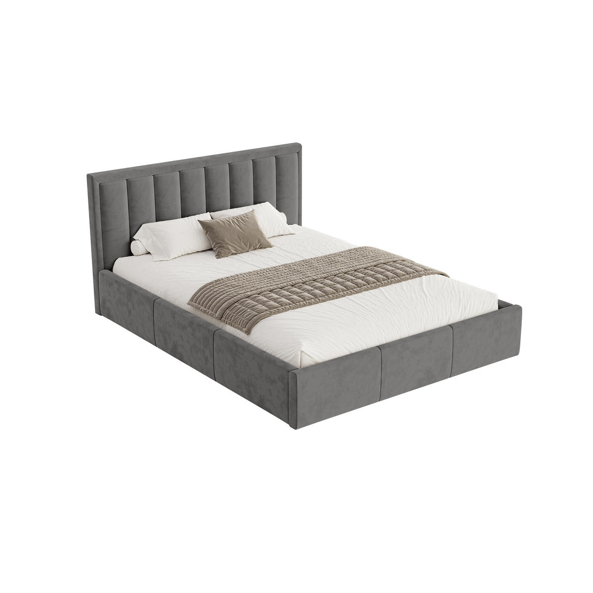 POLSTERBETT Sitia 160x200 cm, Grau - Grau, Textil (160/200cm) - Fedve