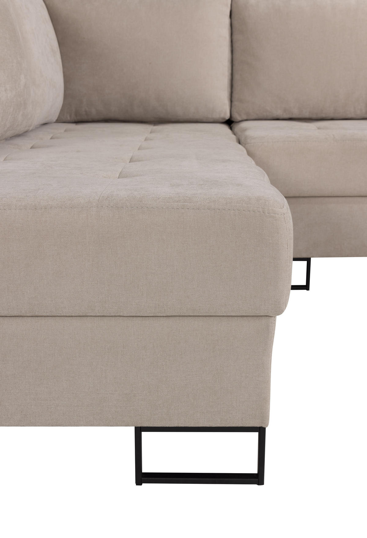 ECKSOFA mit Schlaffunktion Links Beige Chenille - 245x200 cm - Trevi - Beige/Schwarz, Holz/Holzwerkstoff (245/200cm) - Ravio