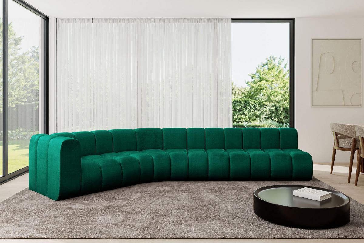 ECKSOFA modulares Sofa Karex-L2 - 399x194x70 cm Grün - Dunkelgrün, Holzwerkstoff/Textil (399/194cm) - ALTDECOR