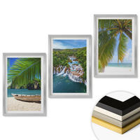 WANDBILDER 3er Set - 40x60 cm Silberner Rahmen - Strand, Boot, Wasserfälle, Palmen - Silberfarben, Kunststoff (40/60cm) - ArtPrintCave