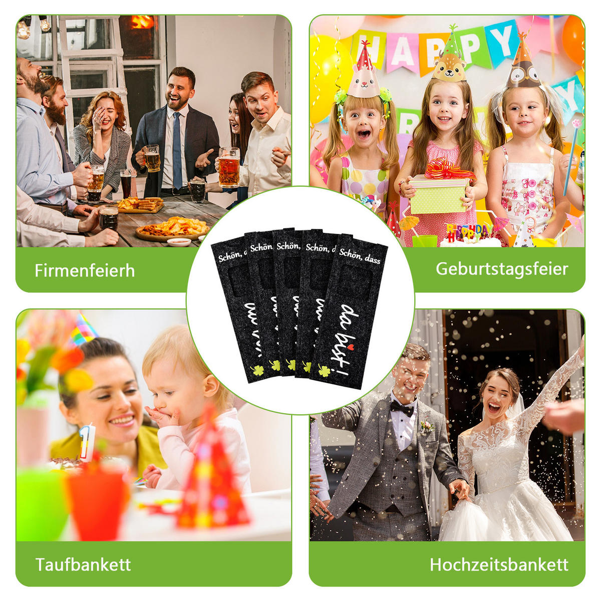 GASTGESCHENK 24 Stück Filz Schokoladen Hülle Hochzeit Taufe Geschenkverpackung - Schwarz, Textil (14/1/5cm)