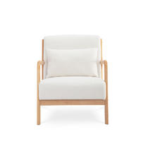 VINTAGE-SESSEL Marie Skandinavischer Weiß Bouclé - Weiß/Akaziefarben, Holz/Textil (65/74/84cm) - Sicaan