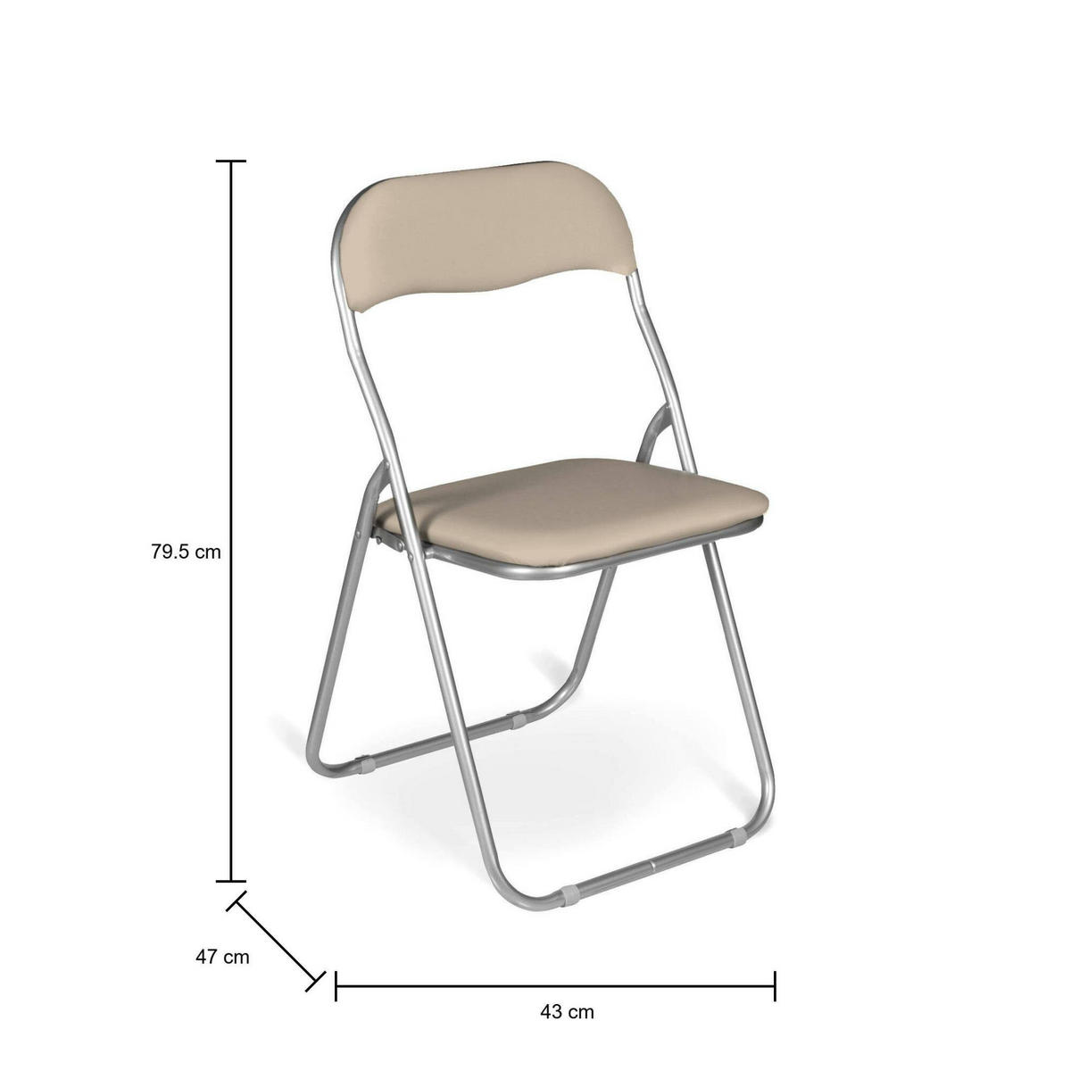 KLAPPSTUHL 4er Set in Metall Beige 47x43h79.5 - Grau, Metall (43/79.5/47cm) - DMORA