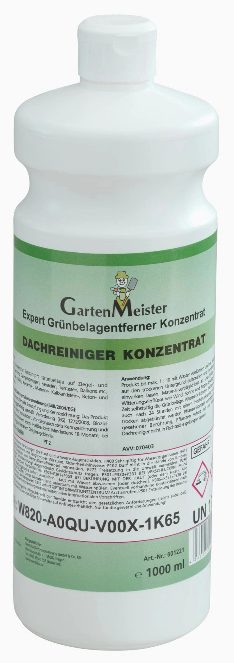 UNKRAUTVERNICHTER Dach & Grünbelagentferner, 1 Liter - Weiß, Kunststoff (0.8/1/2.5cm) - Westfalia