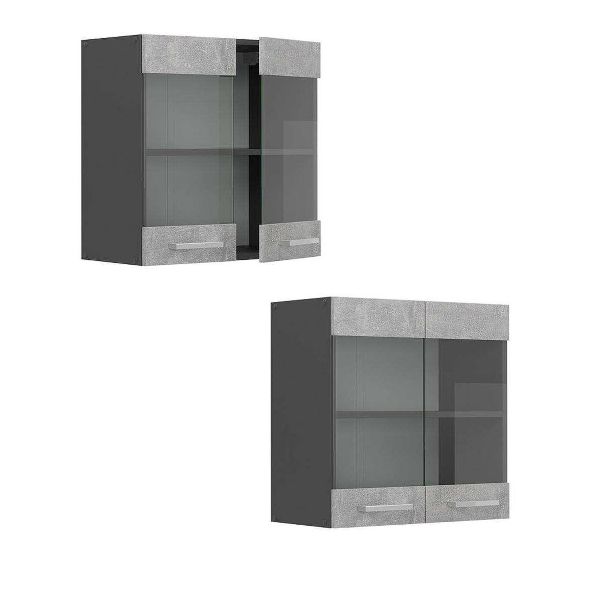 KÜCHENGLASHÄNGESCHRANK R-Line Beton 60 cm - Schieferfarben/Anthrazit, Holzwerkstoff (60/60/31cm) - Vicco