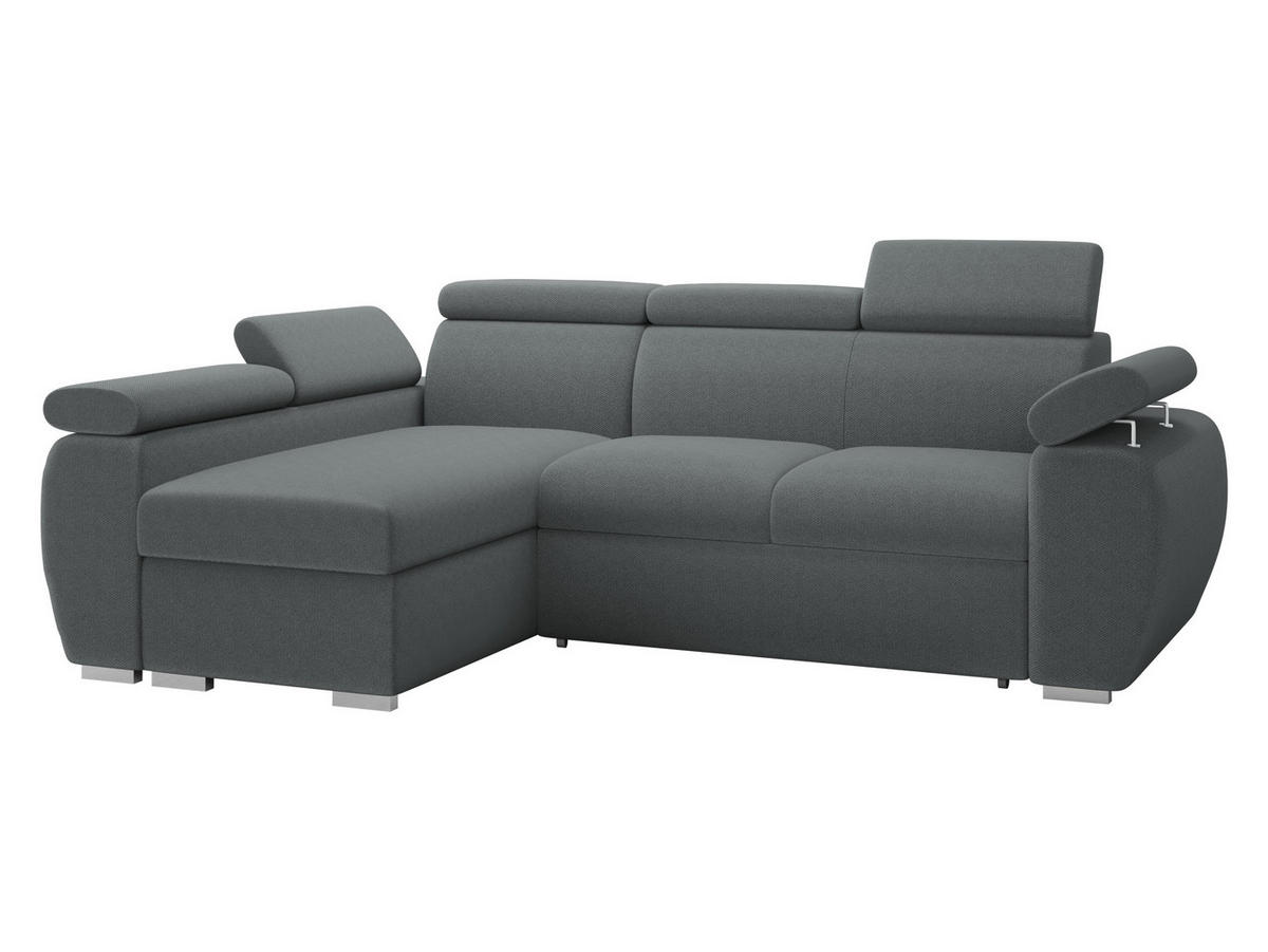 ECKSOFA Boston Mini, Seite: Links - LC+2R - Chromfarben/Grau, Holz/Textil (255/170cm) - MIRJAN24
