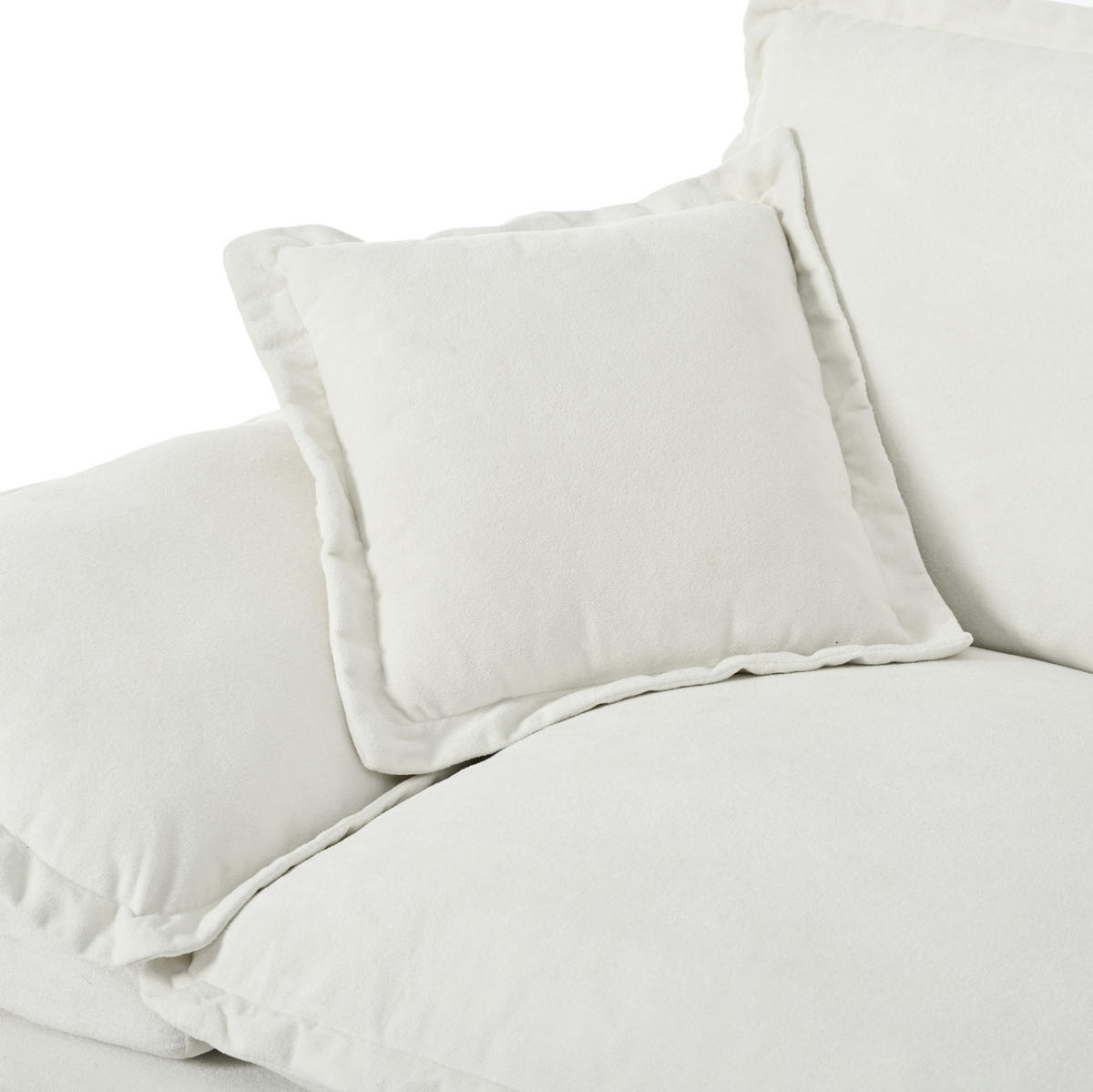 WOHNLANDSCHAFT aus Chenille 264x155x90 cm in Beige mit Ottomanen-Modul - Beige, Textil (155/90/264cm) - Modfu
